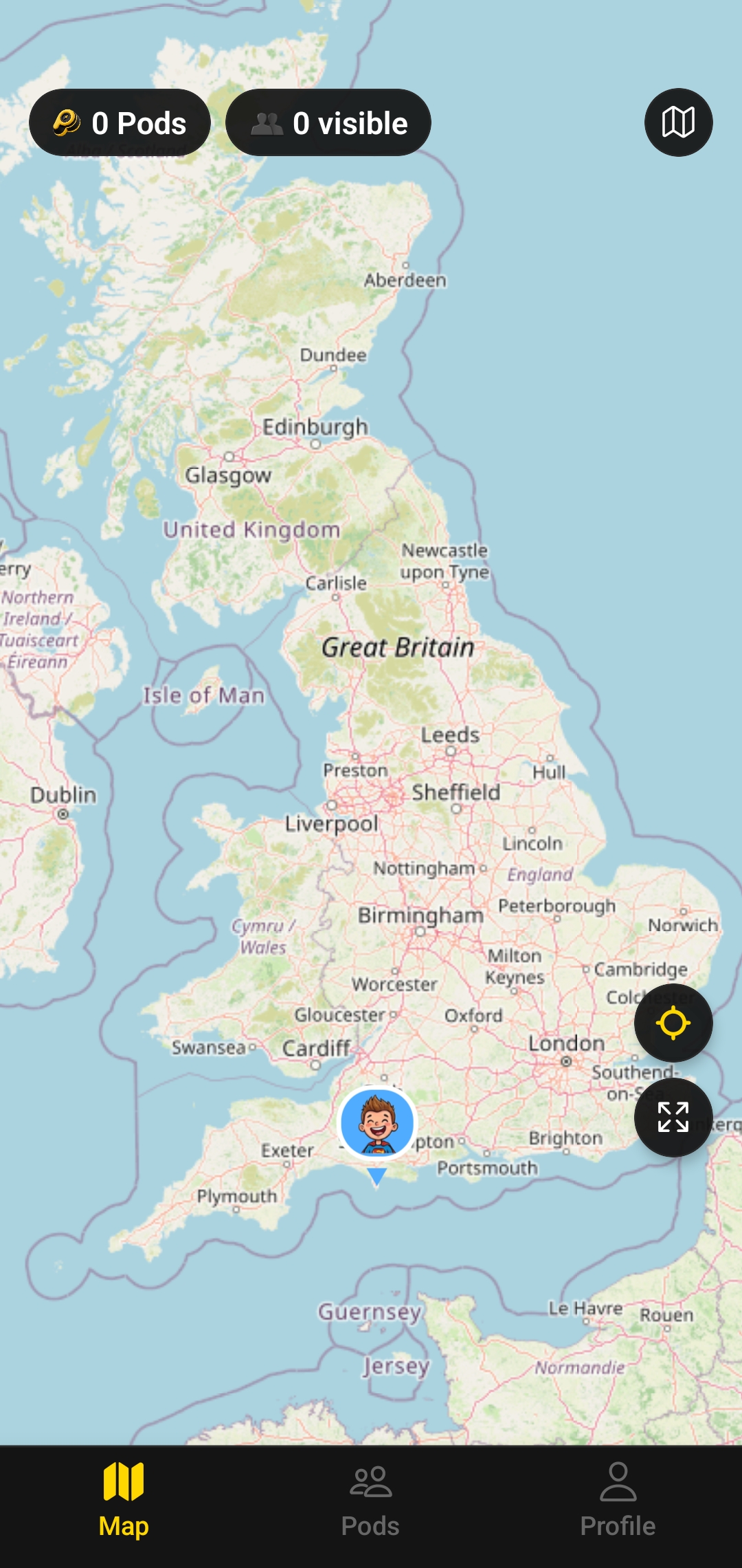 Live map screen