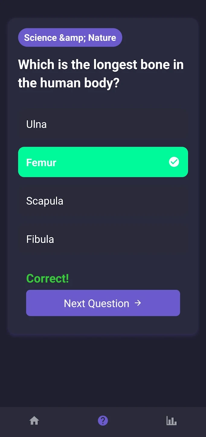 Pub Quiz question screen